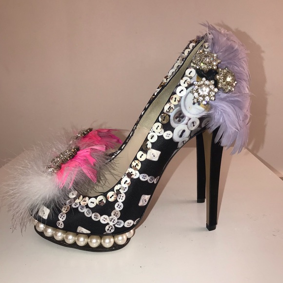 NICHOLAS KIRKWOOD BUTTON PRINTED FEATHER HEELS - Picture 6 of 8